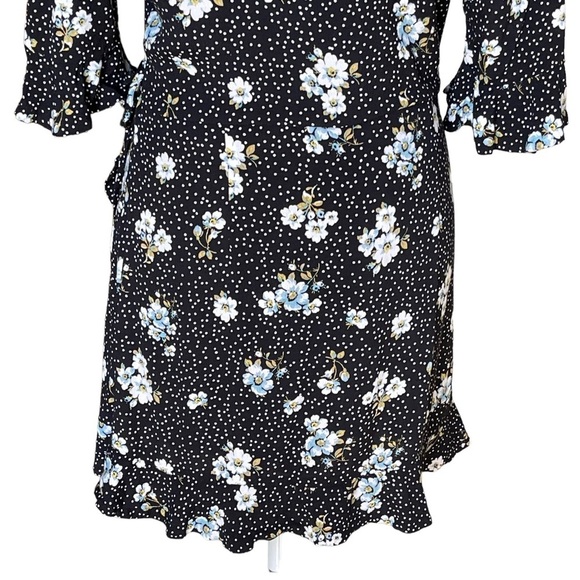 Loft Women’s Floral Polka Dot Wrap Romper Dress Size 4 Flutter Ruffle Boho - Picture 9 of 11